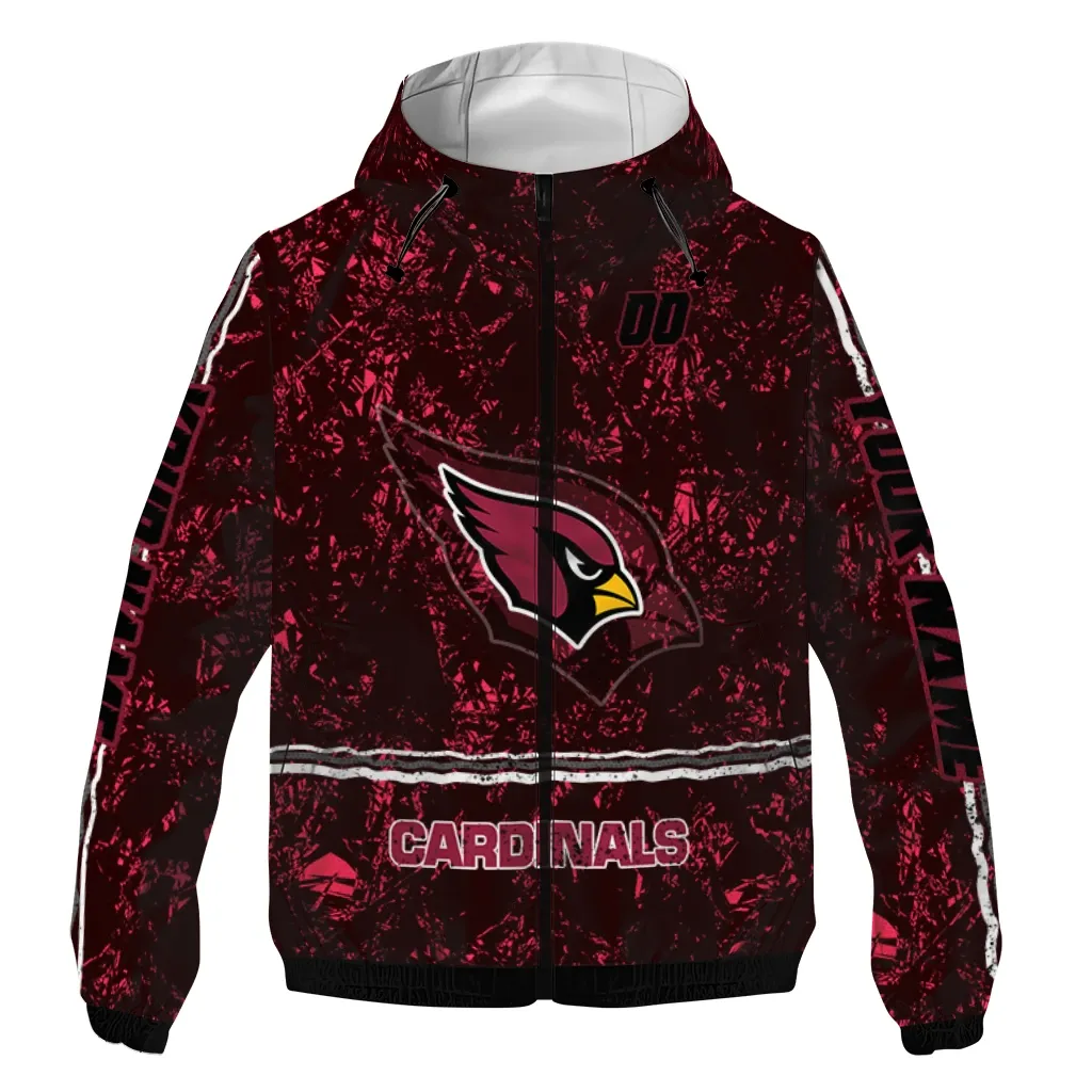 Arizona Cardinals NFL Windbreaker Jacket Dark Red Rugged Sports Waterproof For Sport Lovers