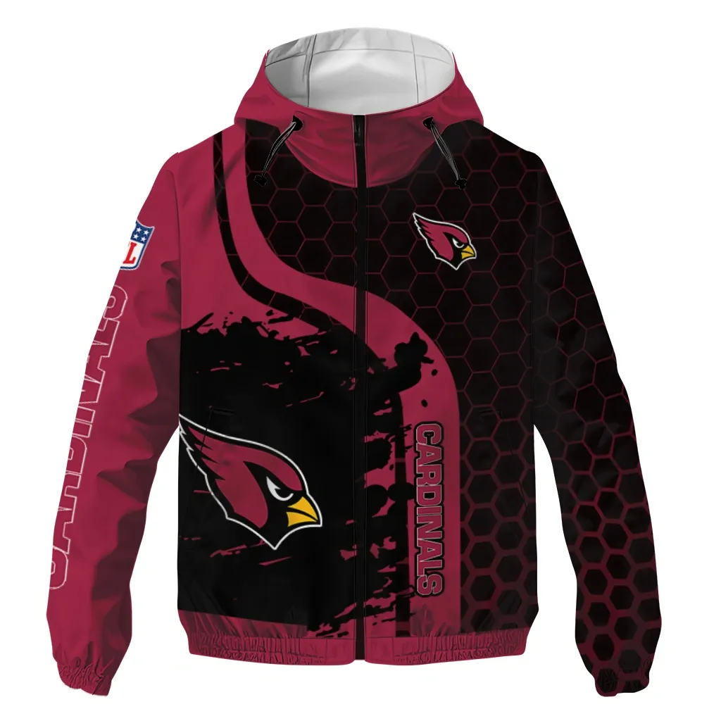 Arizona Cardinals NFL Windbreaker Jacket Lightweight Sports Fan Gear For Sport Lovers
