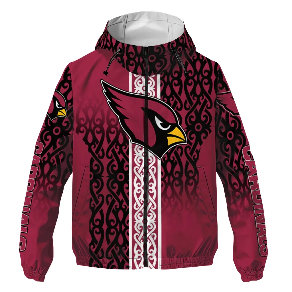 Arizona Cardinals NFL Windbreaker Jacket Dark Red Passionate Fan Waterproof For Sport Lovers