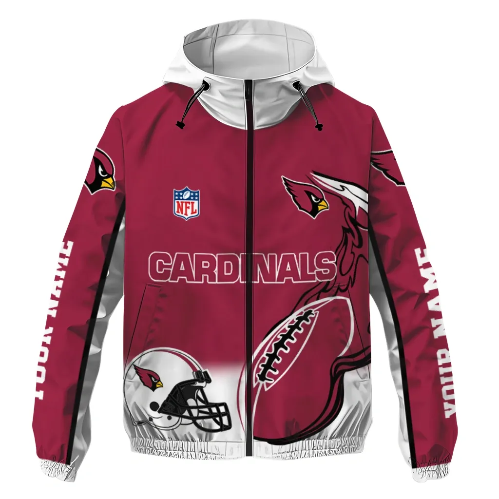 Arizona Cardinals NFL Windbreaker Jacket Outdoor Sports Waterproof For Sport Lovers