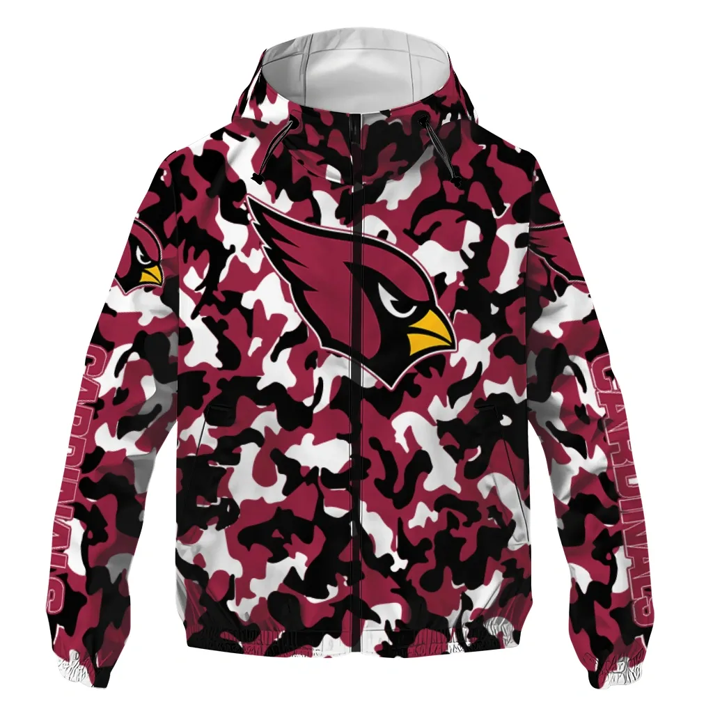 Arizona Cardinals NFL Windbreaker Jacket Passionate Fan Waterproof For Sport Lovers