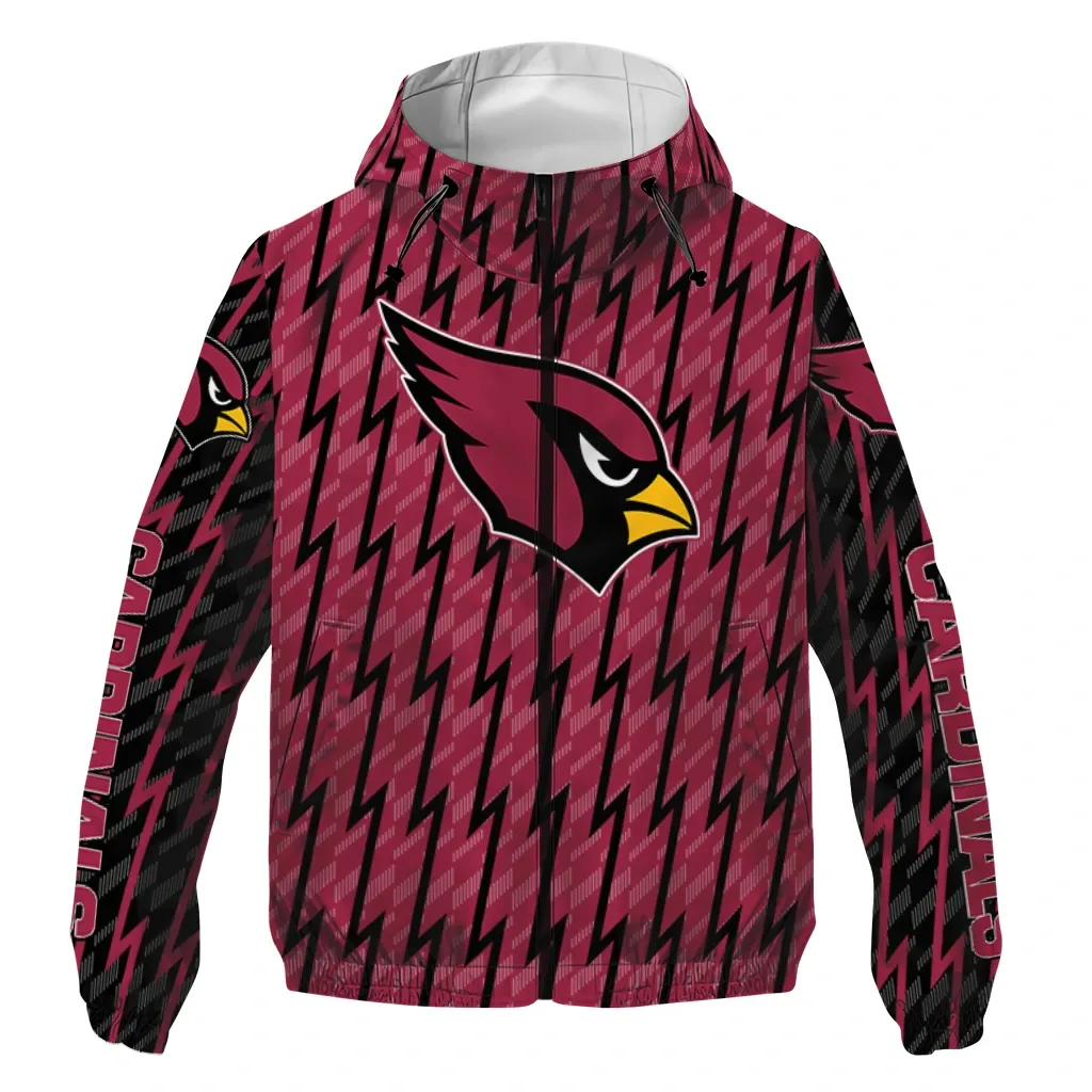 Arizona Cardinals NFL Windbreaker Jacket Dark Red Loyal Fan Waterproof For Sport Lovers