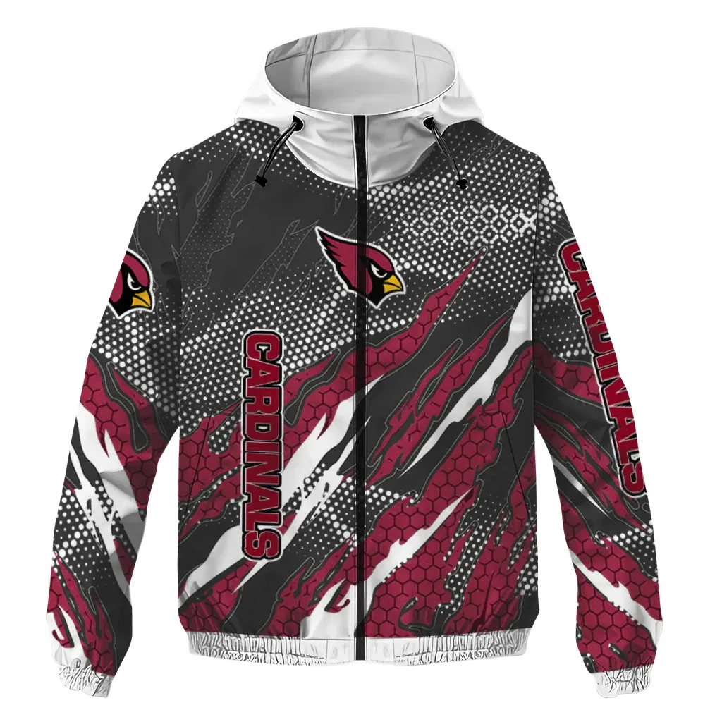 Arizona Cardinals NFL Windbreaker Jacket Dark Red Bold Spirit Waterproof For Sport Lovers