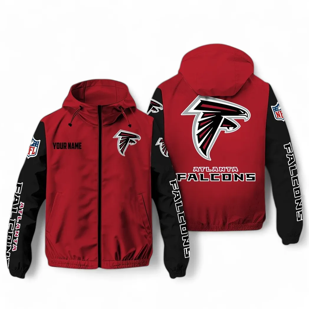 Atlanta Falcons NFL Windbreaker Jacket Custom Red Black Timeless Sports Jacket