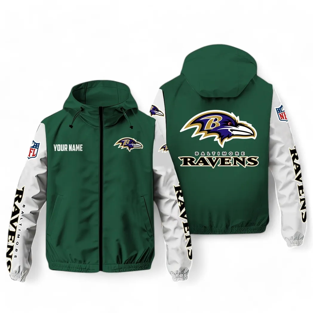 Baltimore Ravens NFL Windbreaker Jacket Custom Green Fan Pride Jacket