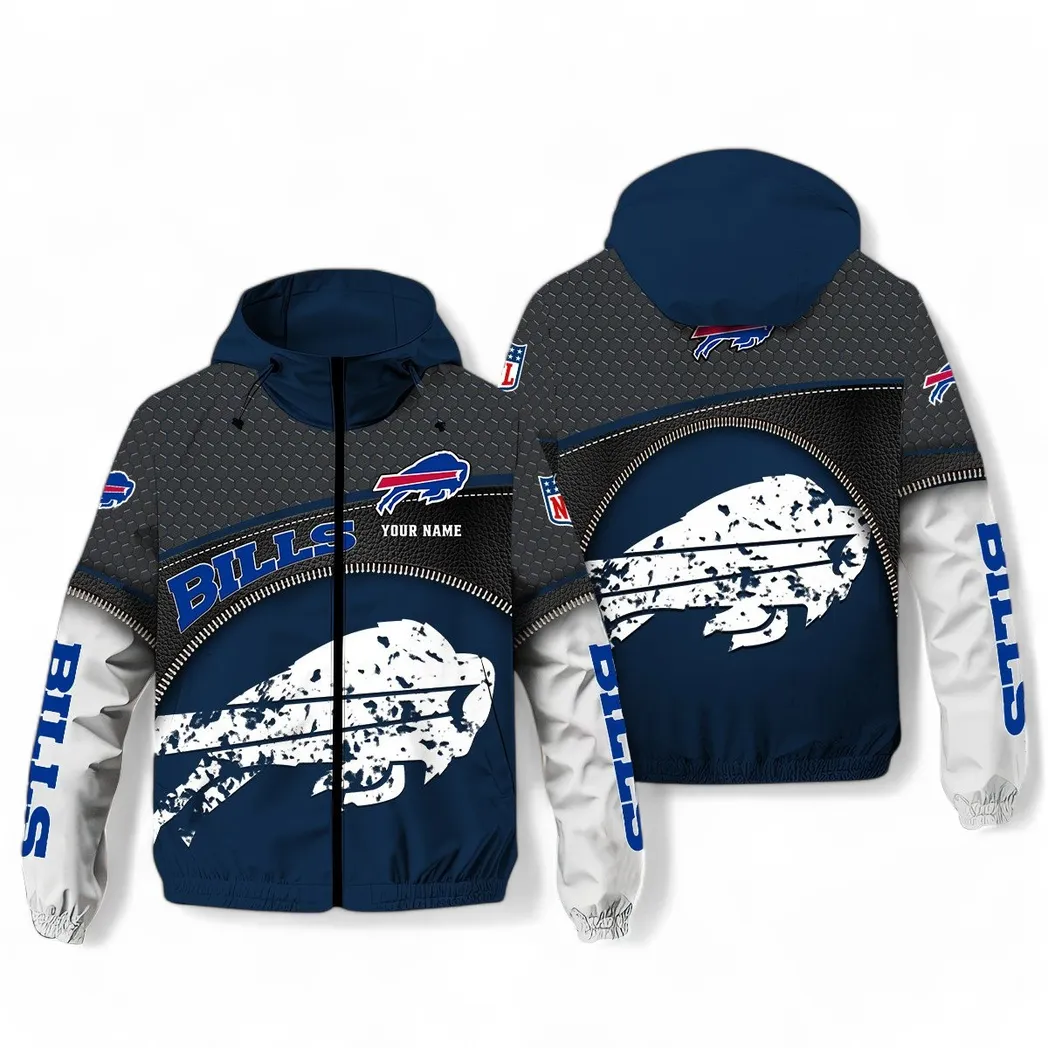 Buffalo Bills NFL Windbreaker Jacket Custom Navy