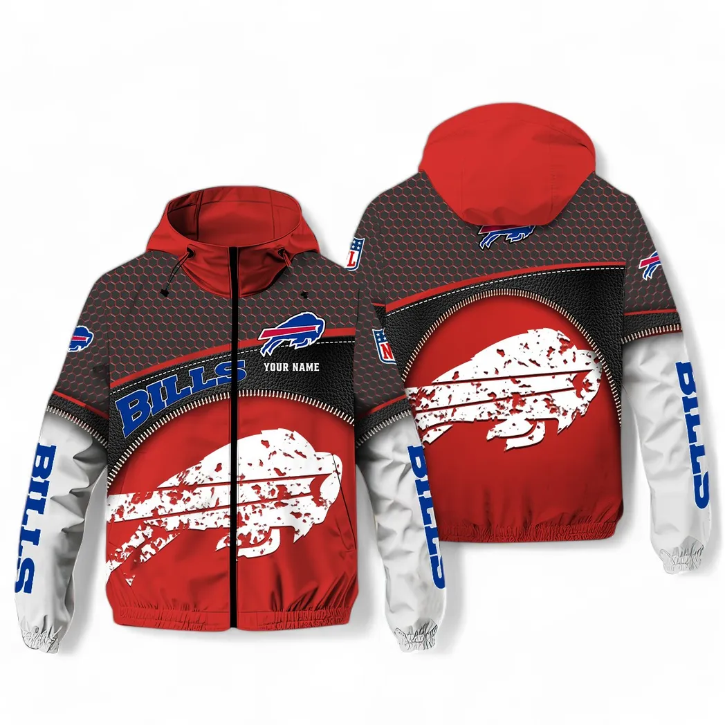 Buffalo Bills NFL Windbreaker Jacket Custom Red