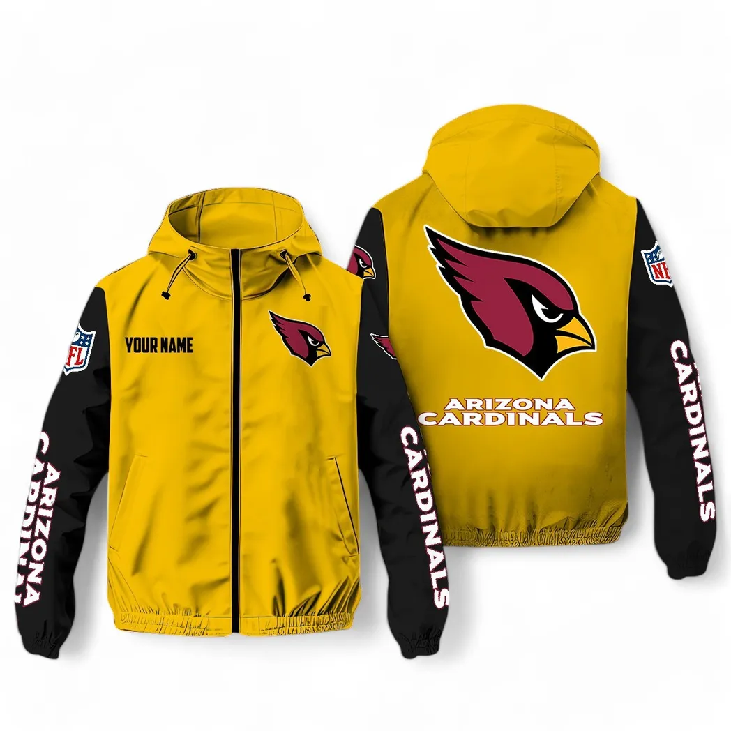 Arizona Cardinals NFL Windbreaker Jacket Custom Yellow