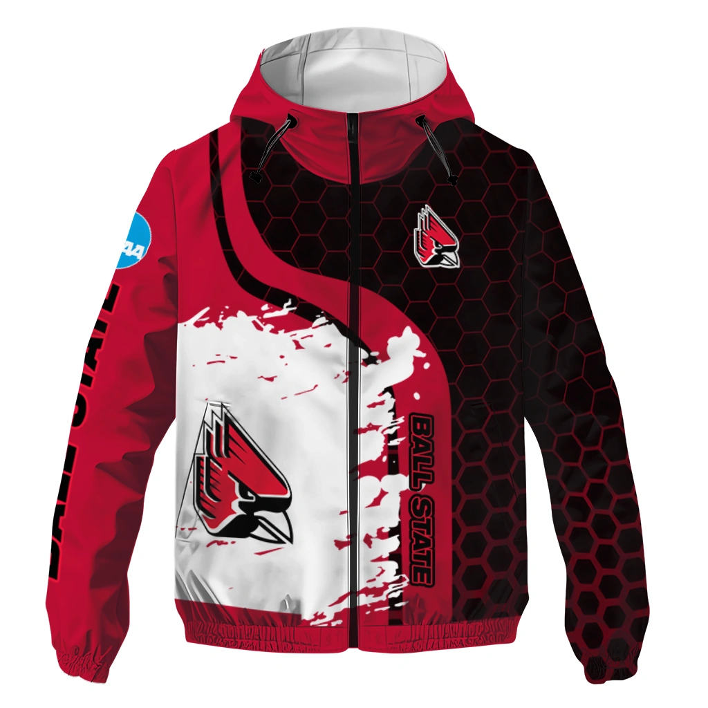 Ball State Cardinals Grid Streak Red Black Windbreaker Jacket