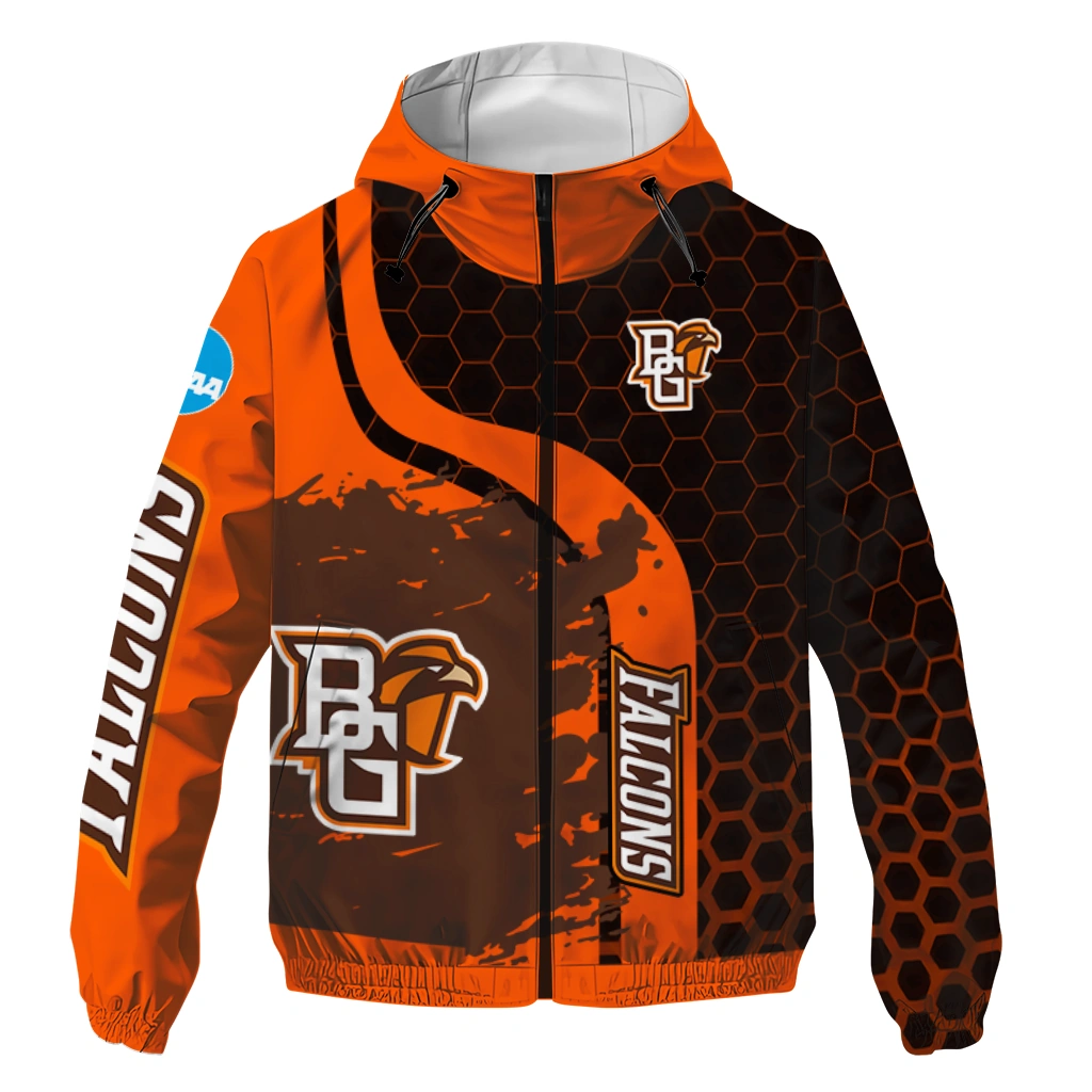 Bowling Green Falcons Grid Streak Orange Black Windbreaker Jacket