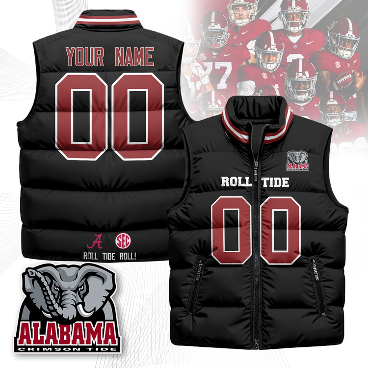 Custom Alabama Crimson Tide Unisex Puffer Vest
