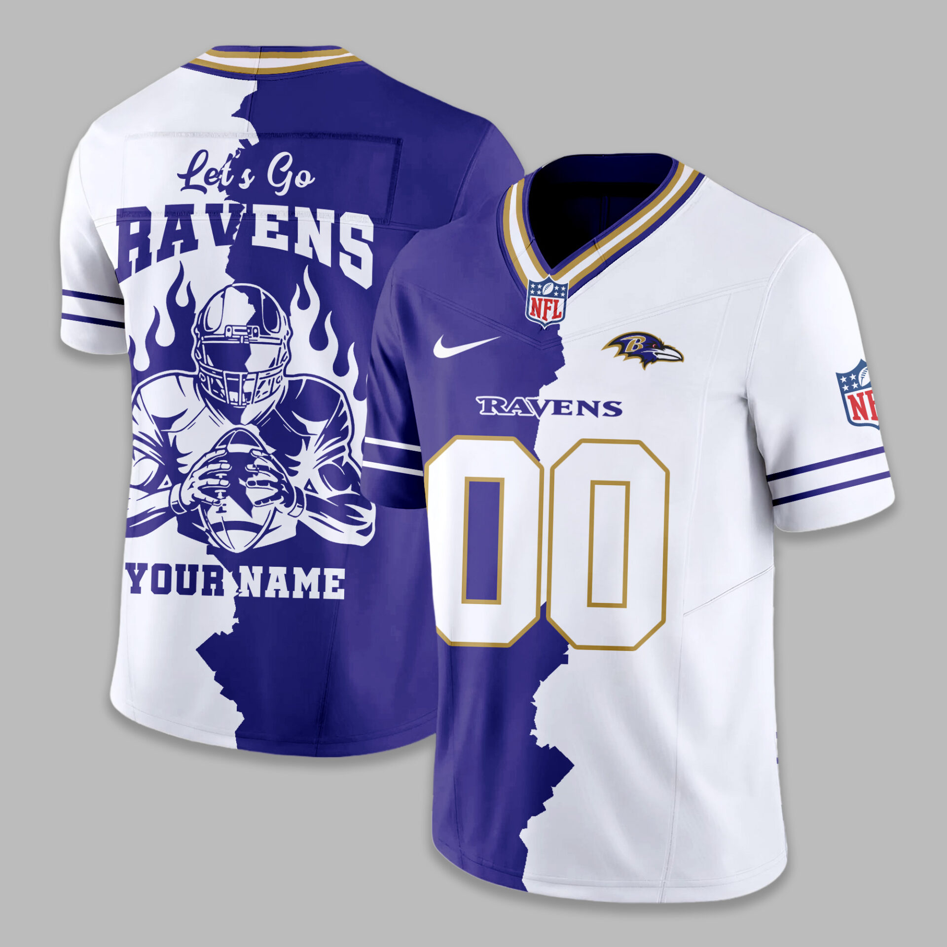 Baltimore Ravens Super Bowl lX Premium NFL Flame Warrior Football Jersey