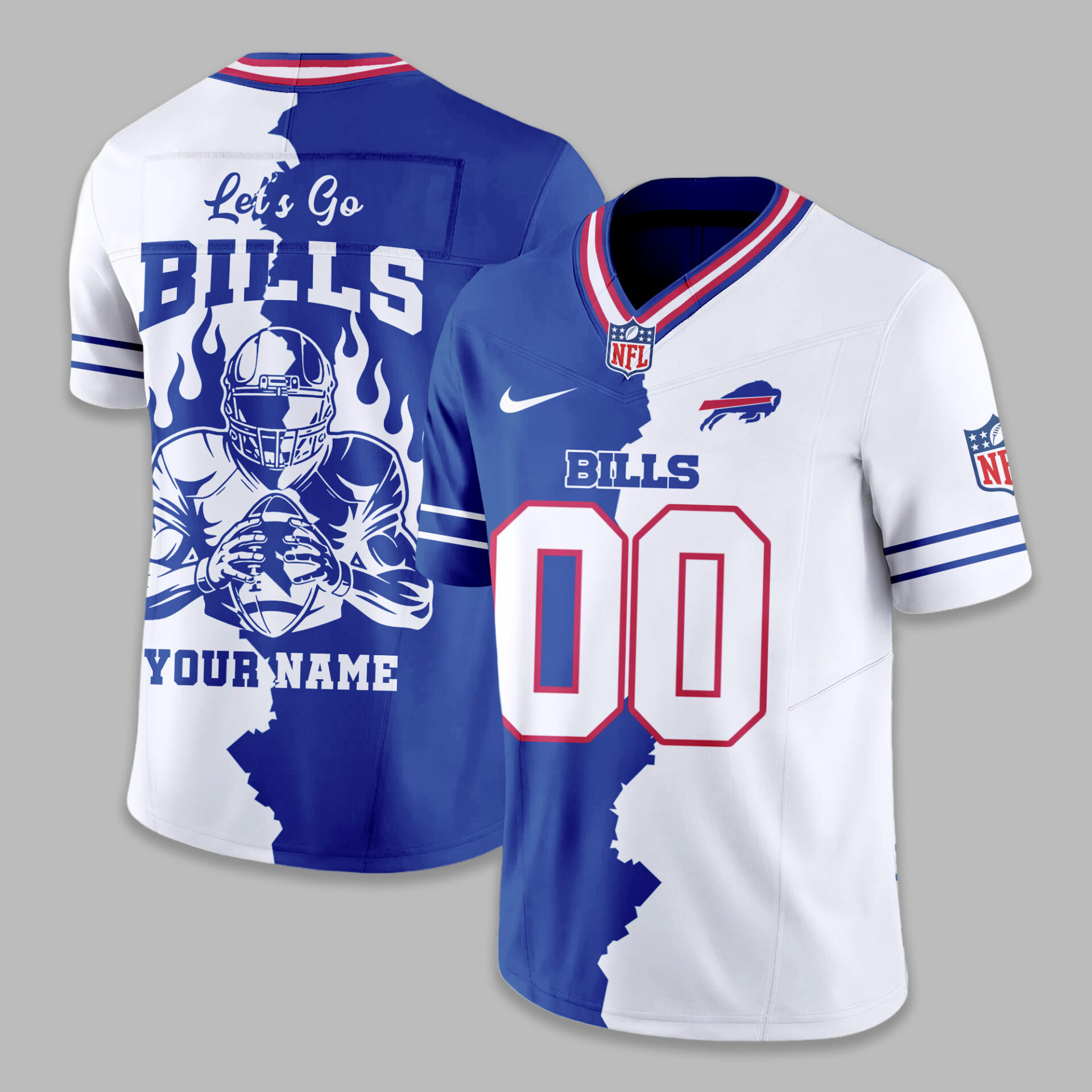 Buffalo Bills Super Bowl lX Premium NFL Flame Warrior Football Jersey