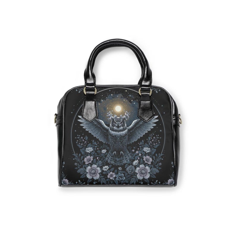 Enchanted Owl Of Midnight Bloom Shoulder Bag