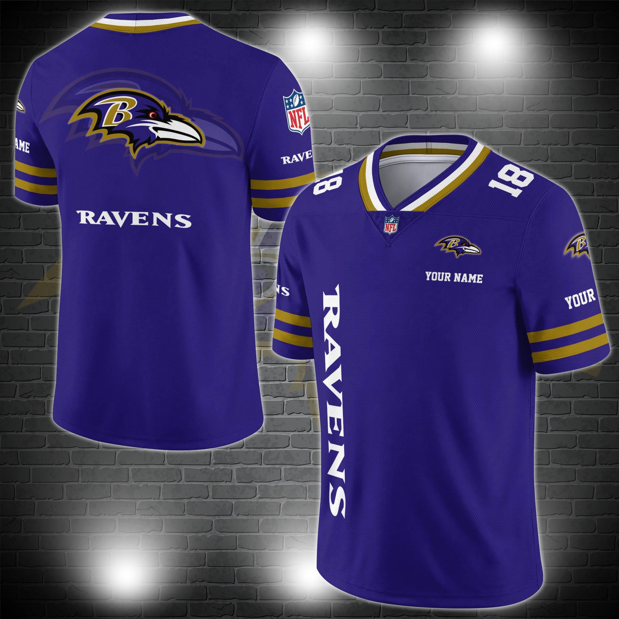 Baltimore Ravens Personalized V-neck Football Jersey Sport Gifts For Fan AZCVFJ030