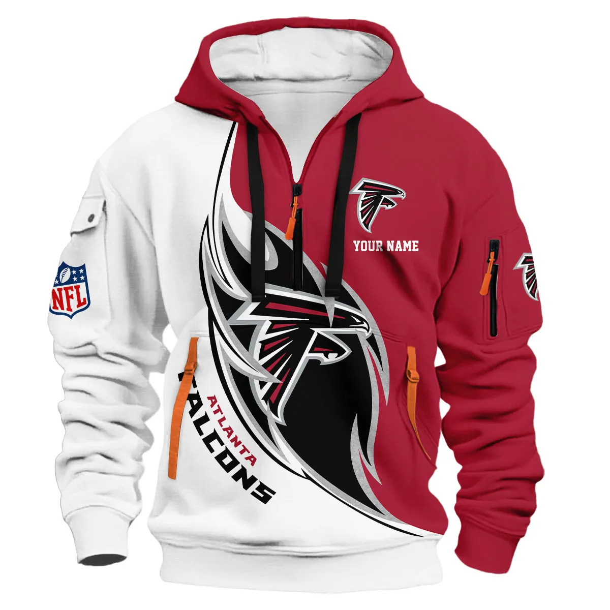 Atlanta Falcons NFL Hoodie Half Zip 3D Custom Sporty & Casual Everyday Wear