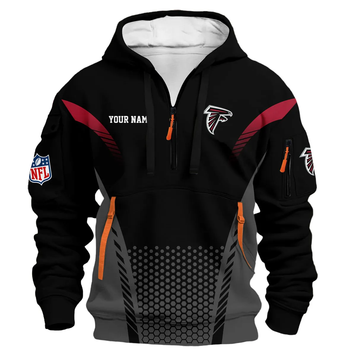 Atlanta Falcons NFL Hoodie Half Zip 3D Custom Black Classic Sport Half-Zip Hoodie