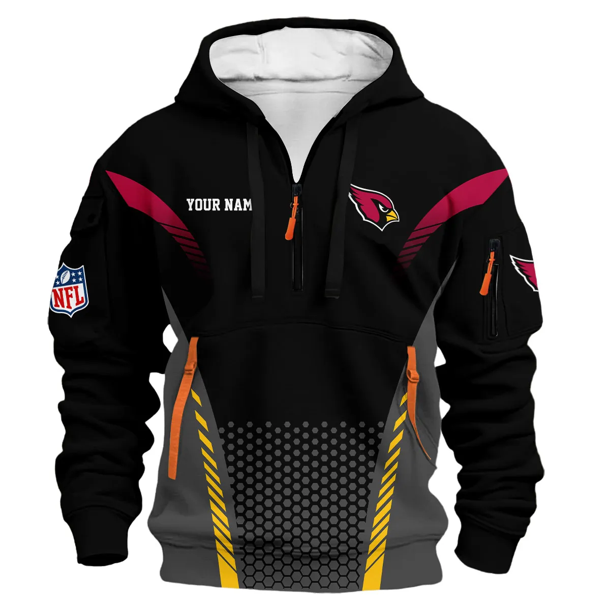 Arizona Cardinals NFL Hoodie Half Zip 3D Custom For Men Sporty Fan Half-Zip Hoodie