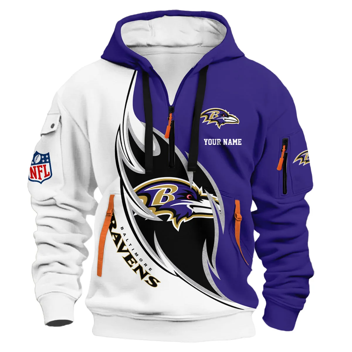 Baltimore Ravens NFL Hoodie Half Zip 3D Custom For Men Urban Style & Relaxed Fit