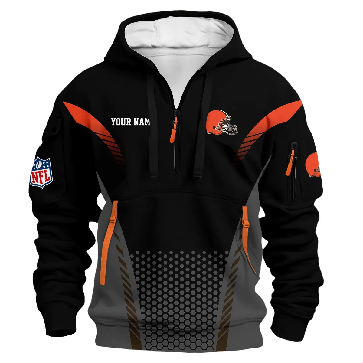 Cleveland Browns NFL Hoodie Half Zip 3D Custom Bold Fan Hoodie
