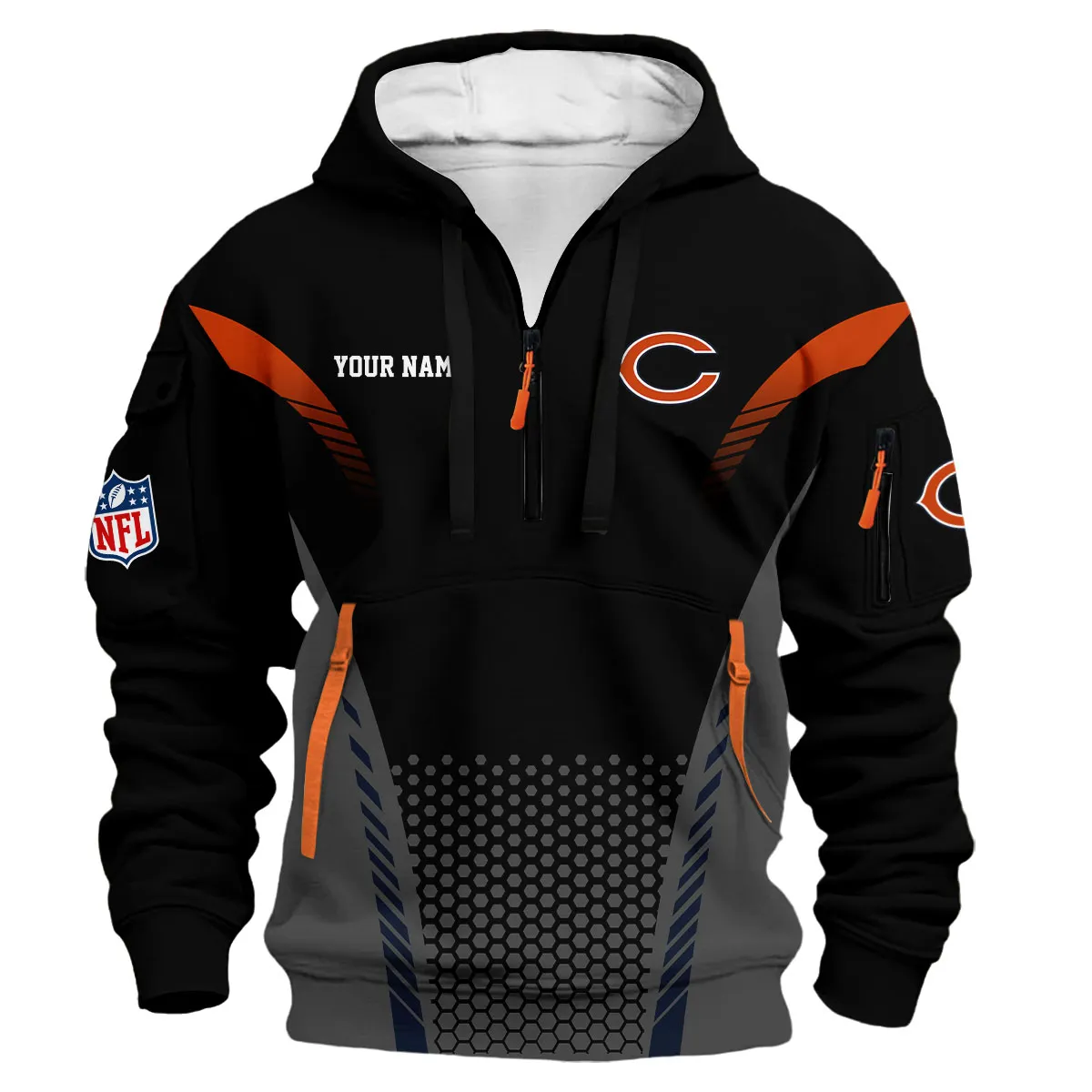 Chicago Bears NFL Hoodie Half Zip 3D Custom Classic Sport Half-Zip Hoodie