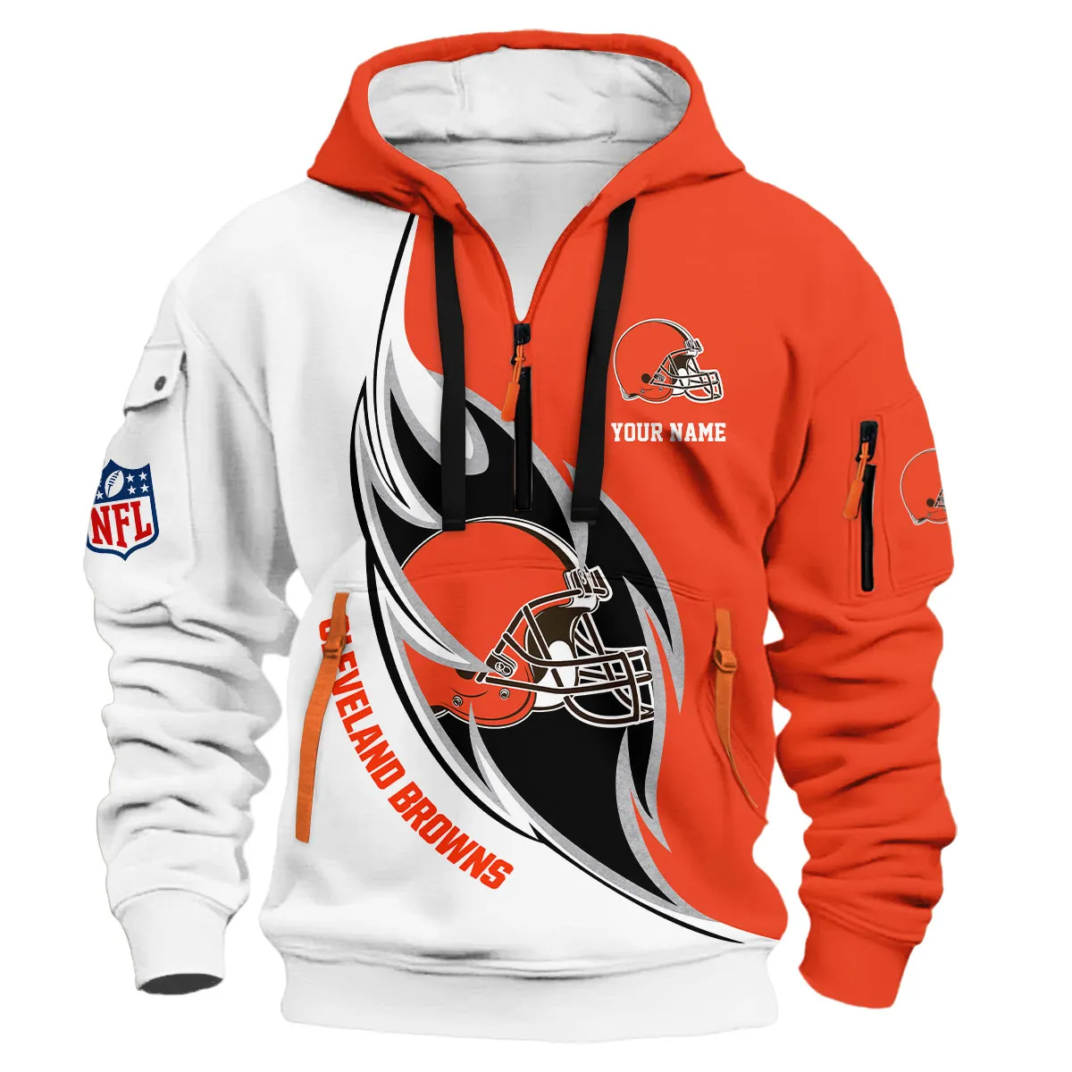 Cleveland Browns NFL Hoodie Half Zip 3D Custom Classic Comfortable Hoodie Style