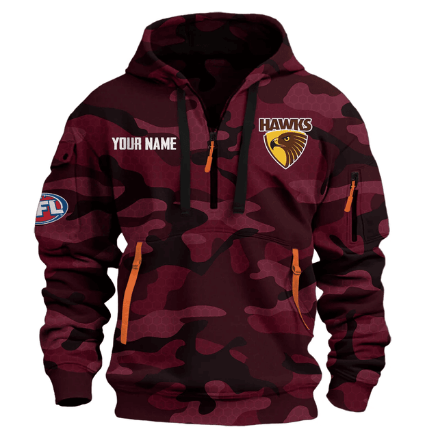 Hawthorn Hawks Australian Football League Exclusive Logo Hoodie Half Zipper