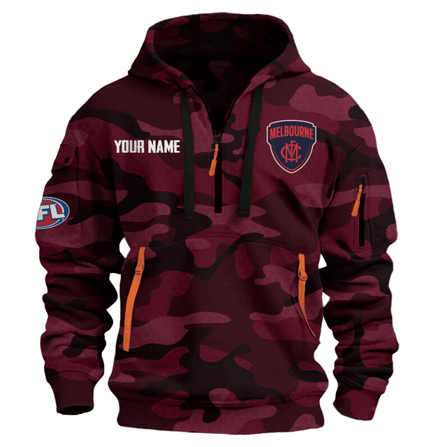 Melbourne Demons Australian Football League Exclusive Logo Hoodie Half Zipper
