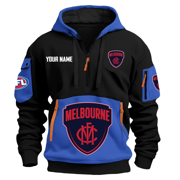 Melbourne Demons Australian Football League Exclusive Logo Hoodie Half Zipper