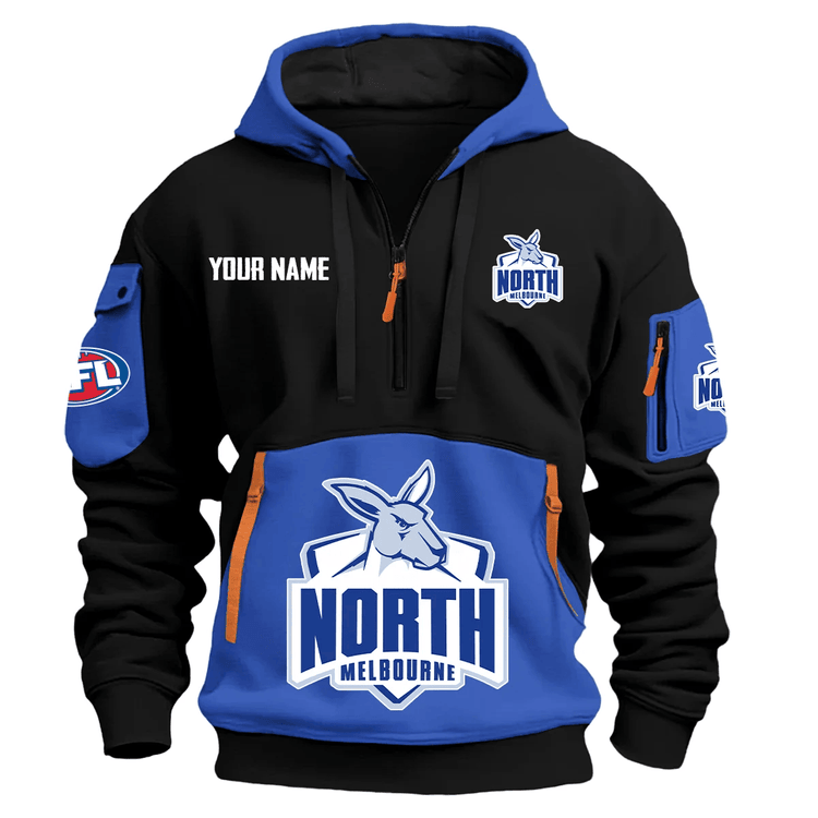 North Melbourne Kangaroos Australian Football League Exclusive Logo Hoodie Half Zipper