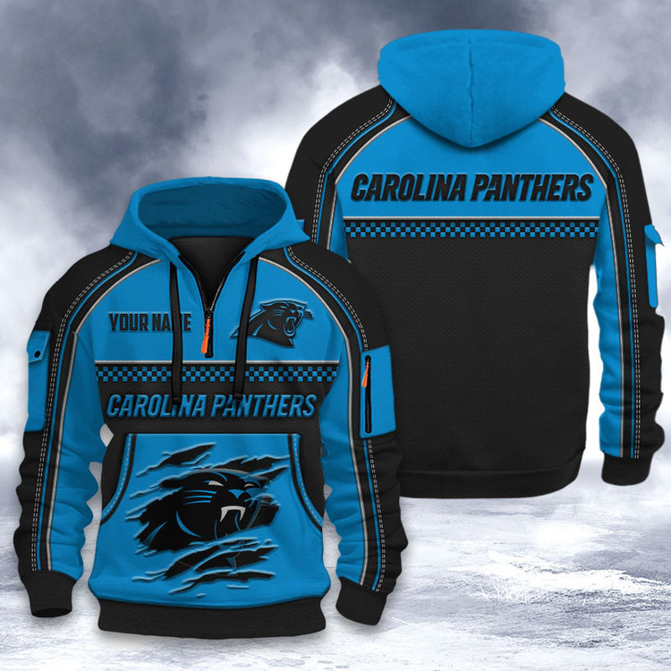Carolina Panthers 3D Quarter Zip Hoodie