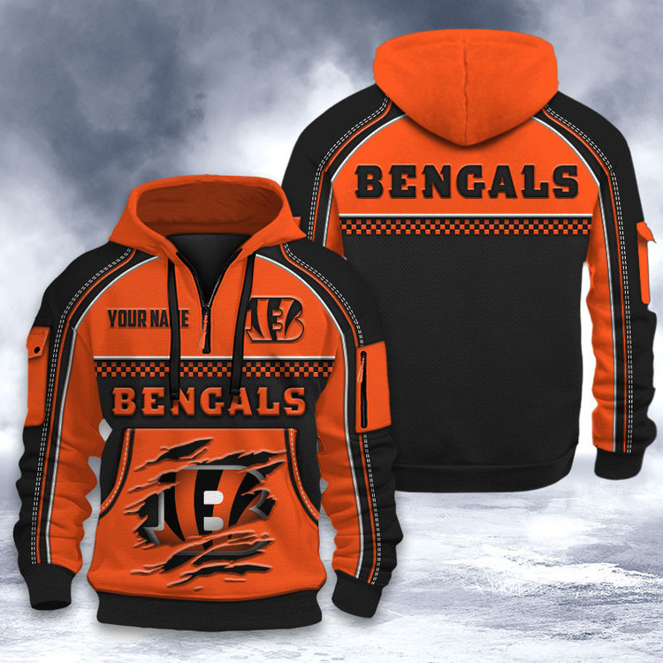 Cincinnati Bengals 3D Quarter Zip Hoodie