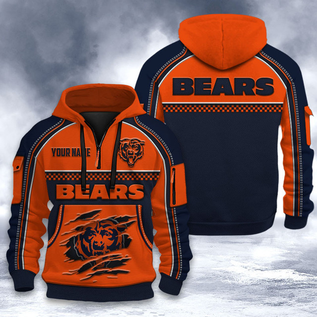 Chicago Bears 3D Quarter Zip Hoodie