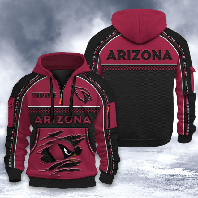 Arizona Cardinals 3D Quarter Zip Hoodie