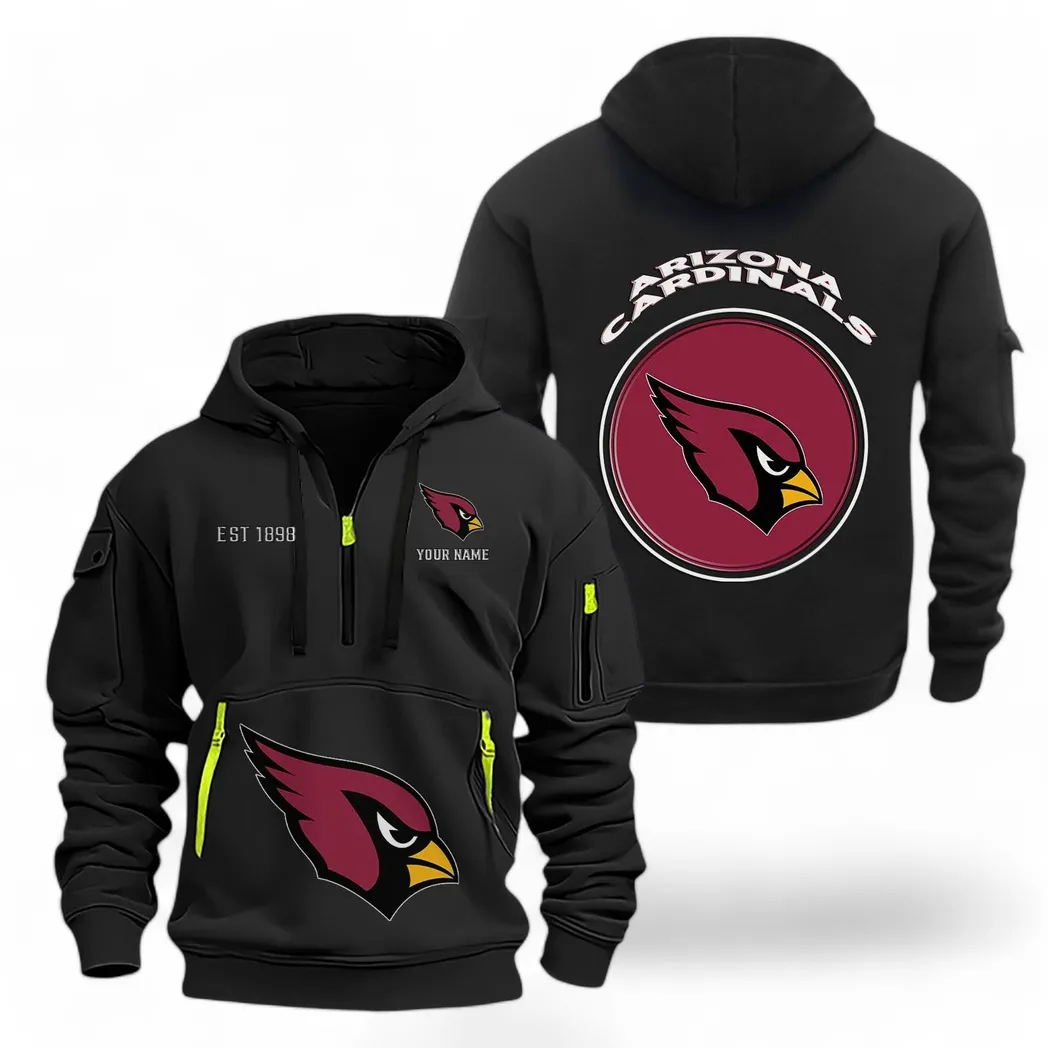 Arizona Cardinals NFL Hoodie Half Zipper Custom For Men Black