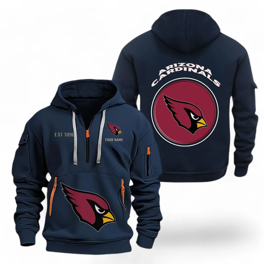 Arizona Cardinals NFL Hoodie Half Zipper Custom Navy Unique Logo Print