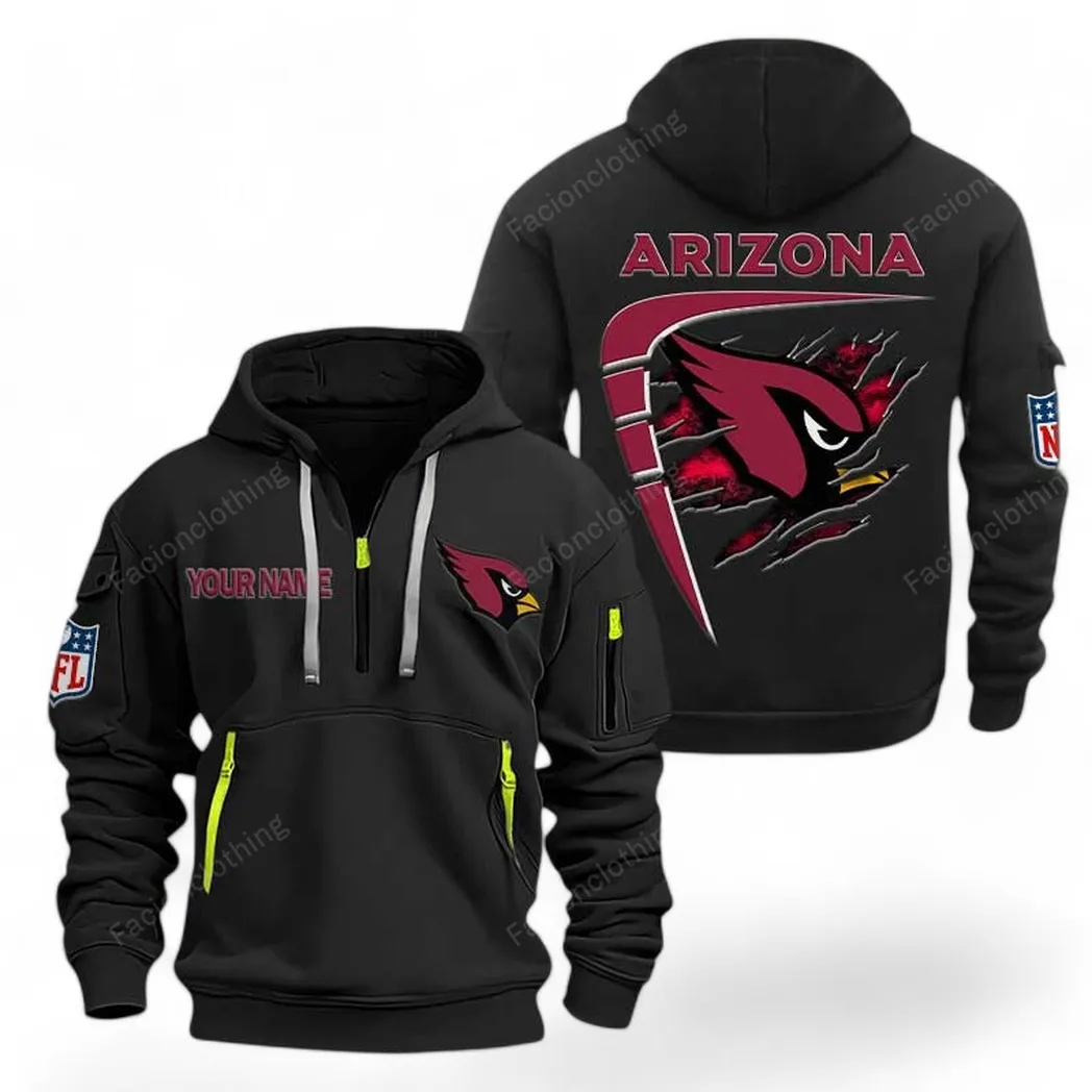 Arizona Cardinals Super Bowl Hoodie Half Zipper Custom Black Sports-Inspired Logo Design