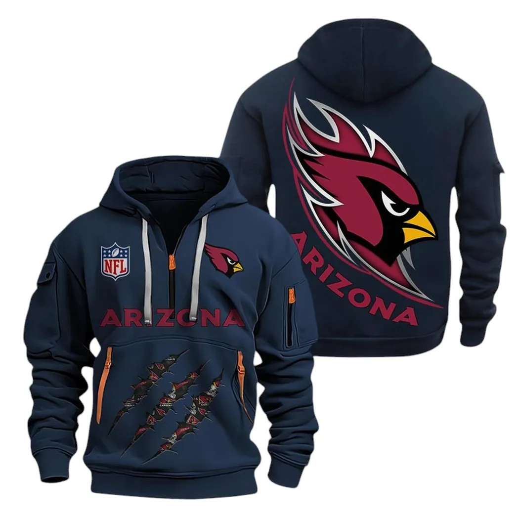 Arizona Cardinals NFL Hoodie Half Zipper Navy Team-Style Logo Print Hoodie Gift For Football Fans