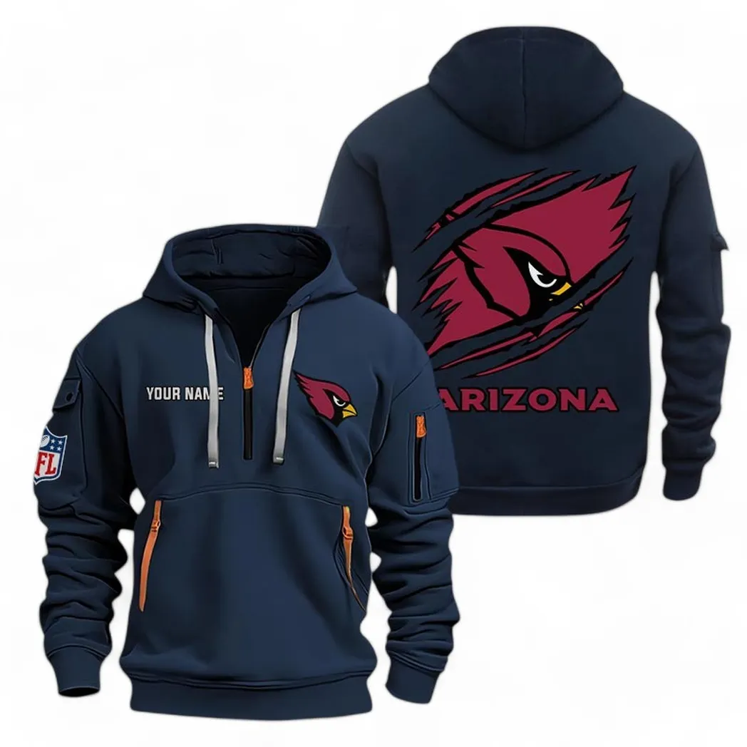 Arizona Cardinals NFL Hoodie Half Zipper Custom Navy Fan Edition Logo
