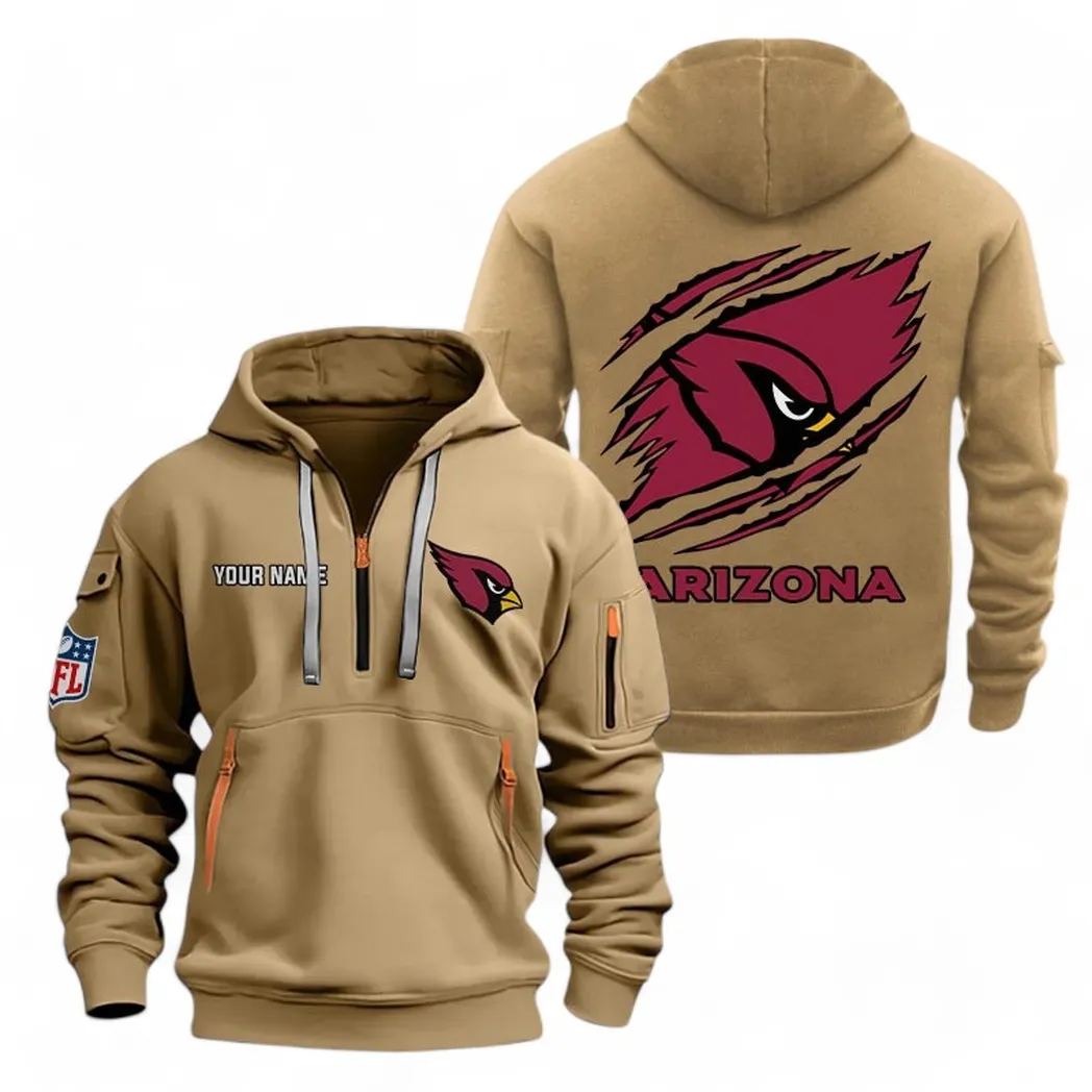 Arizona Cardinals NFL Hoodie Half Zipper Custom Khaki Half-Zip with Exclusive Logo