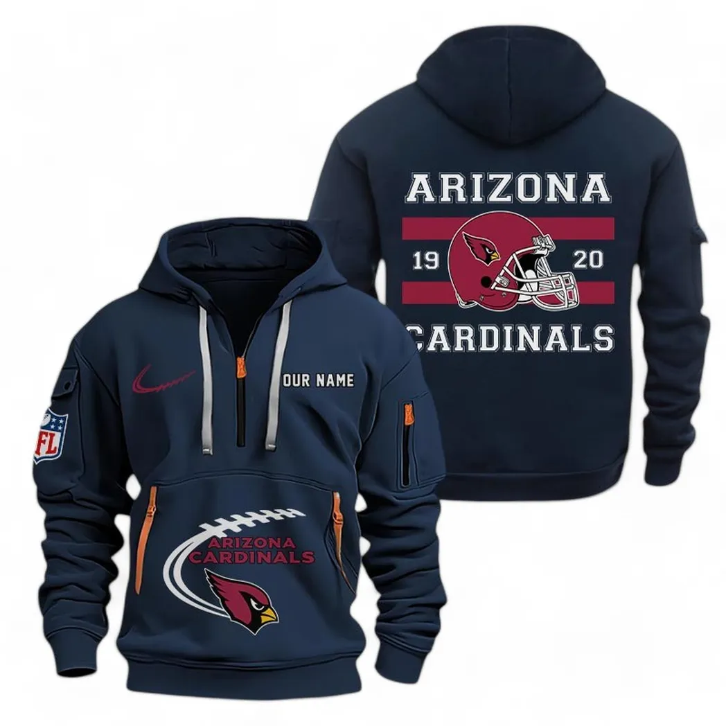 Arizona Cardinals NFL Hoodie Half Zipper Custom Navy Modern Sports Logo