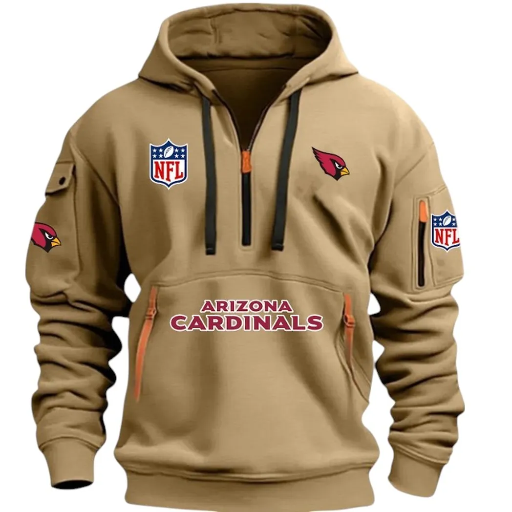 Arizona Cardinals NFL Hoodie Half Zipper Khaki
