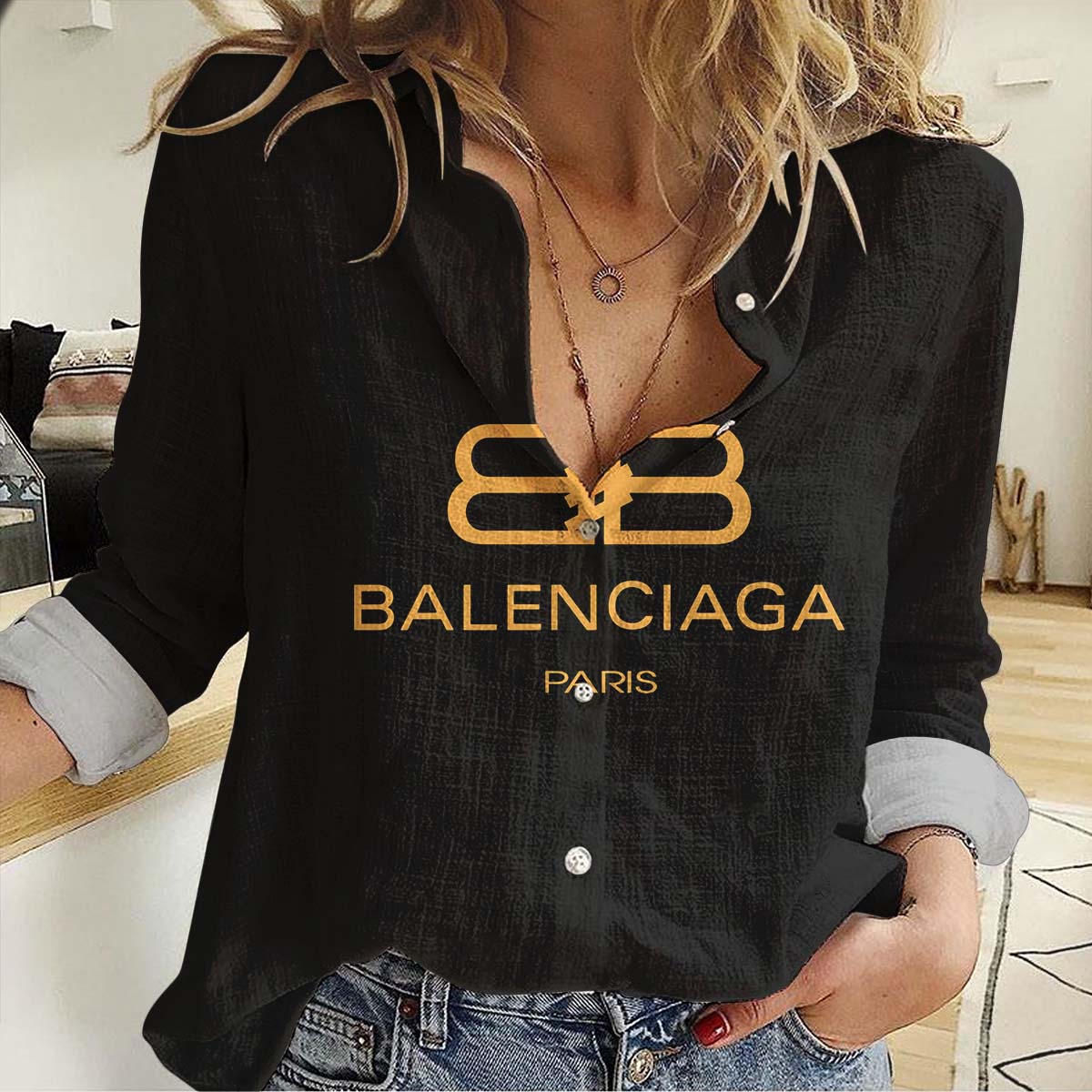 Balenciaga Premium Logo Casual Shirt For Women Lux 040