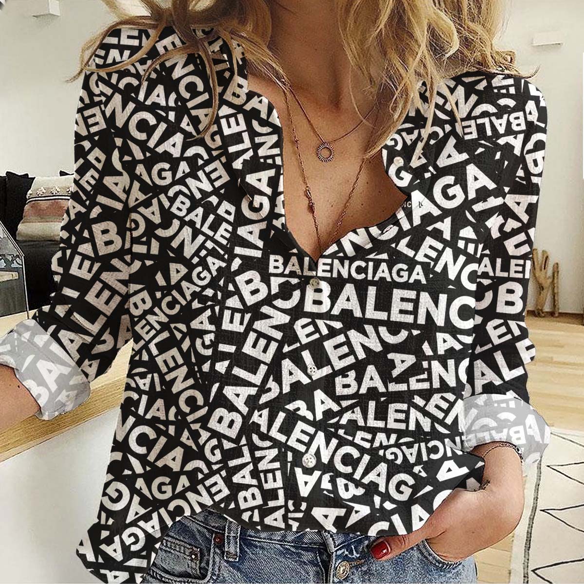Balenciaga Premium Logo Casual Shirt For Women Lux 037