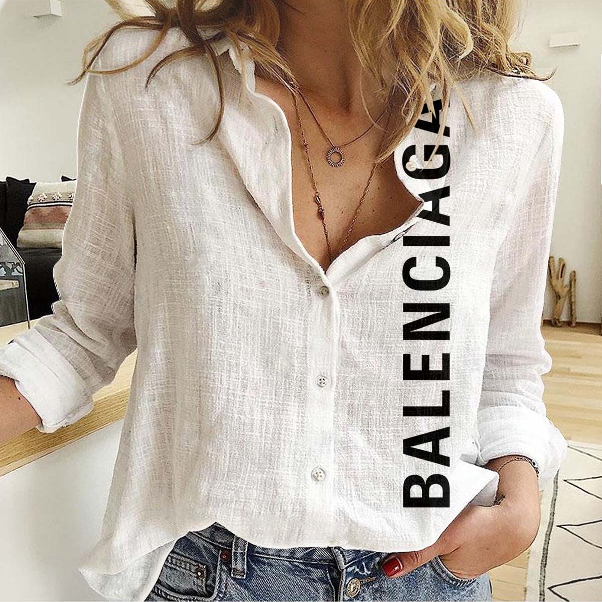 Balenciaga Premium Logo Casual Shirt For Women Lux 035