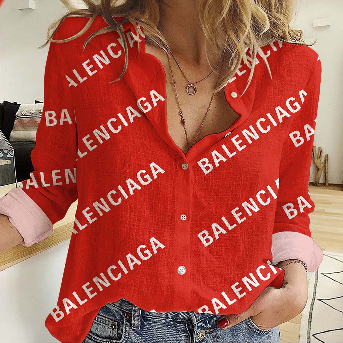 Balenciaga Premium Logo Casual Shirt For Women Lux 042