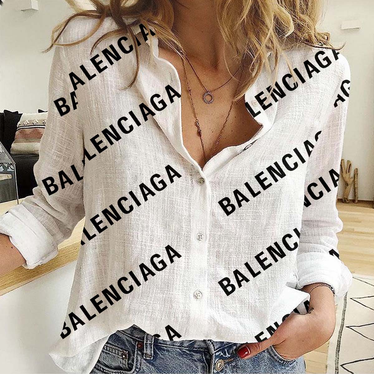 Balenciaga Premium Logo Casual Shirt For Women Lux 043