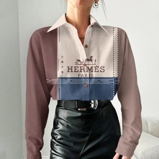Hermes Brown 3D Women'S Casual Shirt