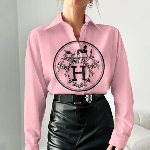 Hermes Pink 3D Women'S Casual Shirt, Best Selling Limited Edition 2025 Luxury