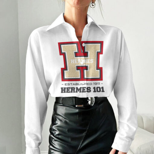 Hermes White 3D Women'S Casual Shirt